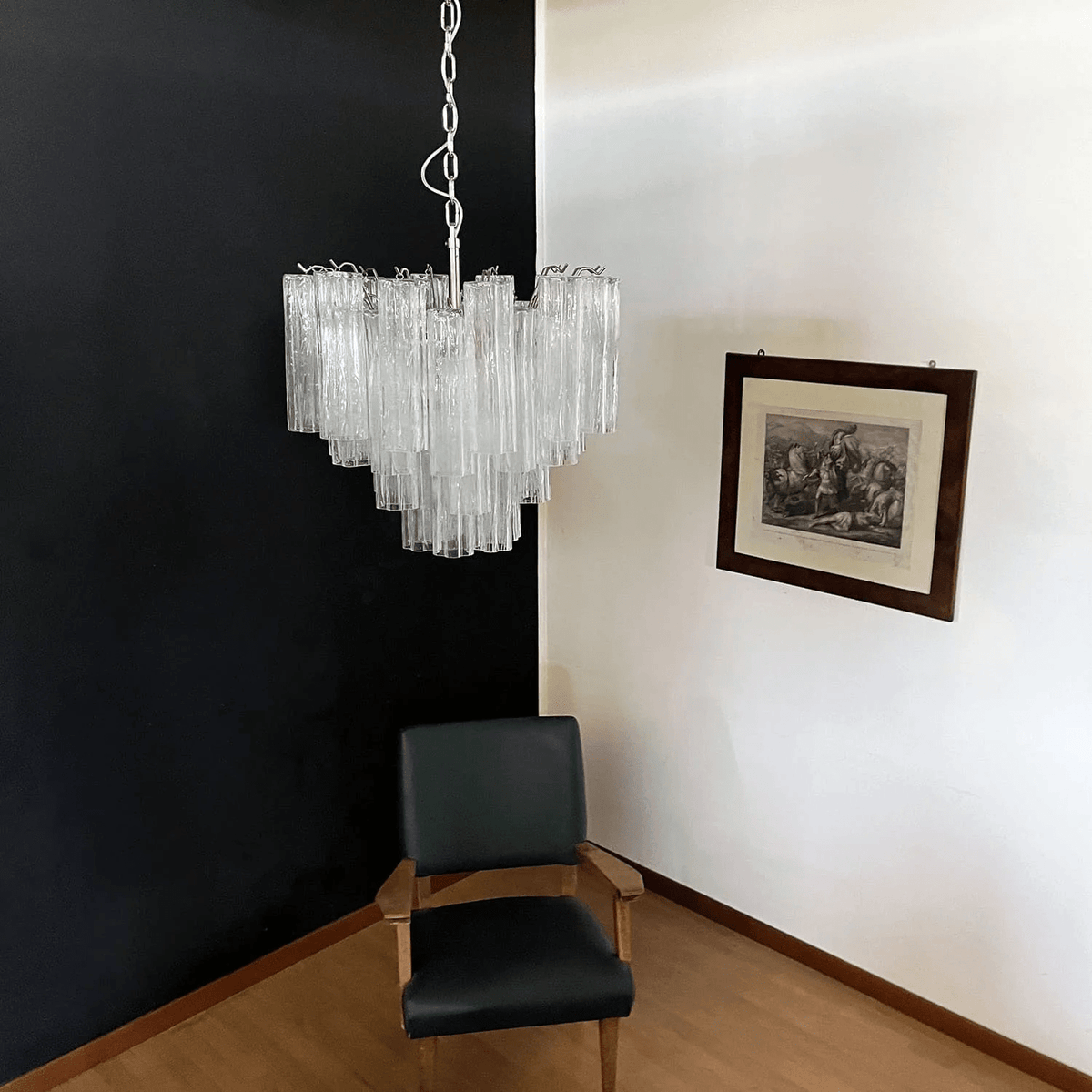 Lioruian Kronleuchter Murano-Glas mehrstufig Grau