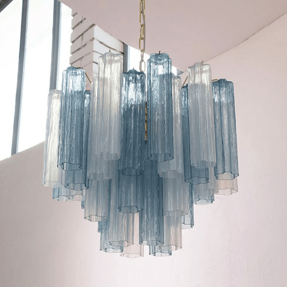 Lioruian Kronleuchter Murano-Glas mehrstufig Grau