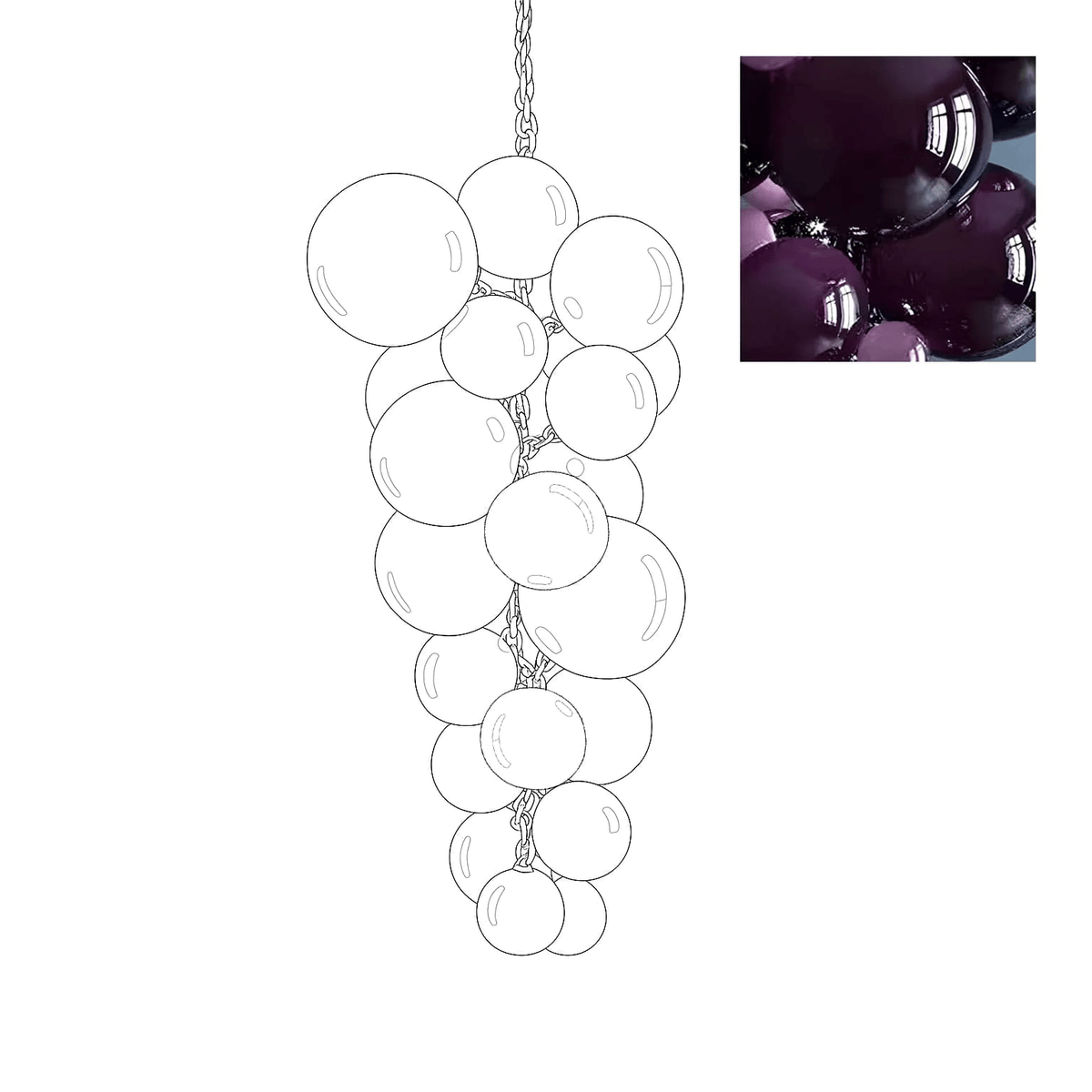 Blixo Kronleuchter Murano-Glas Traubenform Kunst Art Deco