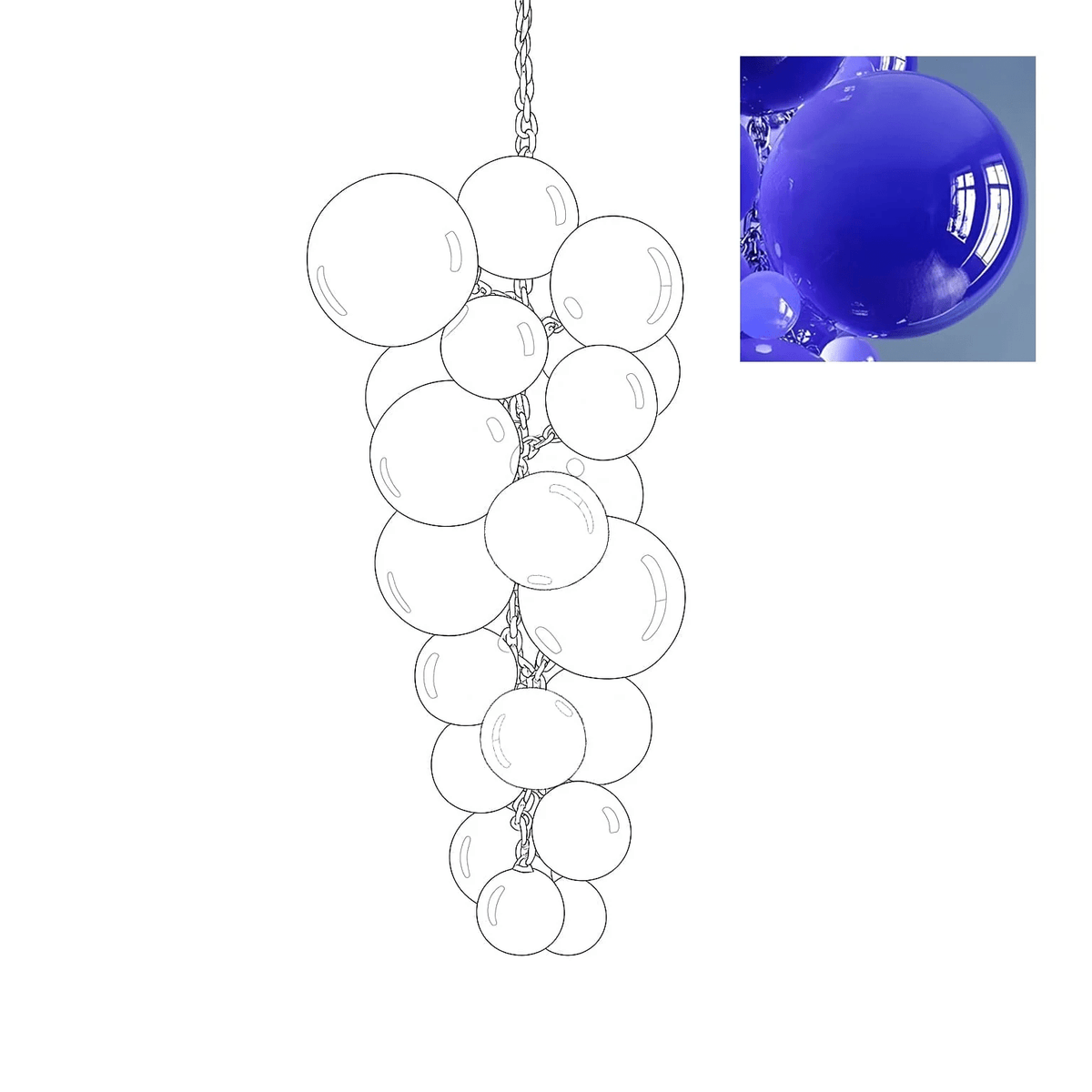 Blixo Kronleuchter Murano-Glas Traubenform Kunst Art Deco