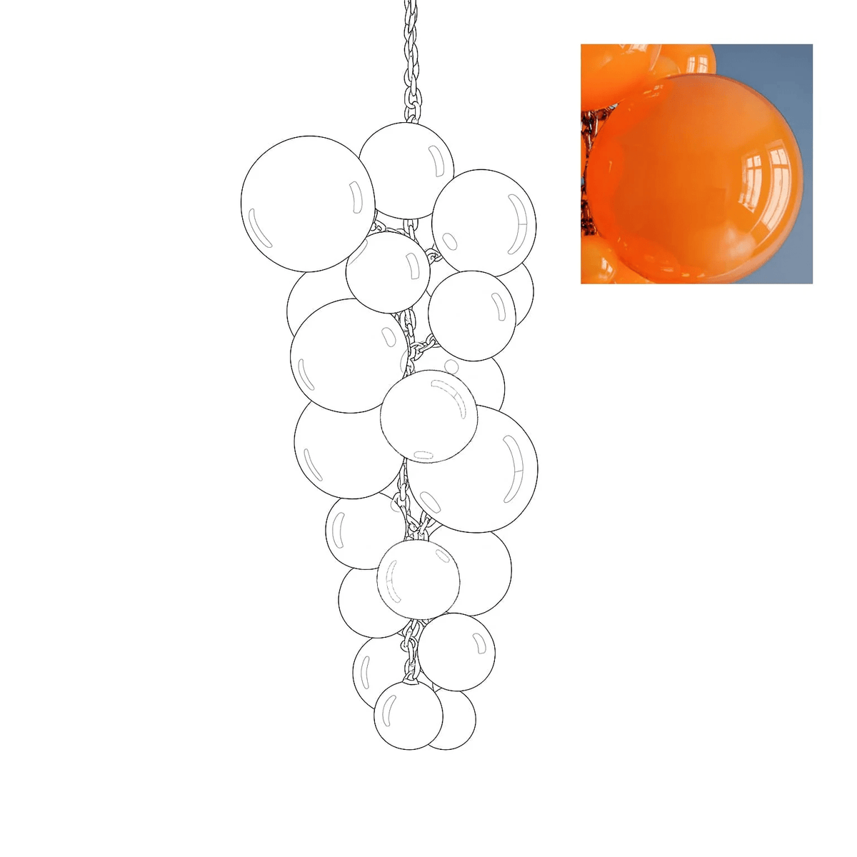 Blixo Kronleuchter Murano-Glas Traubenform Kunst Art Deco