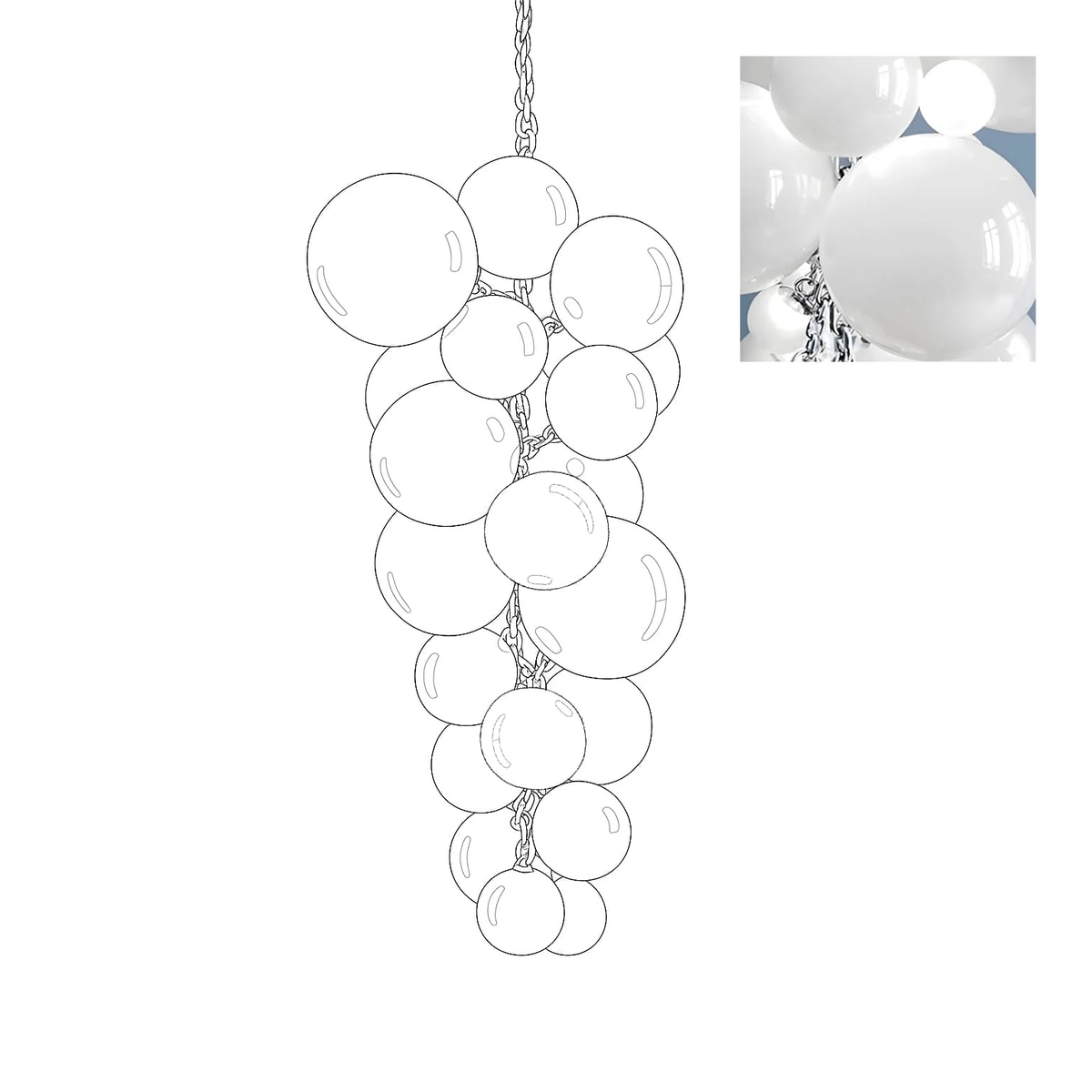 Blixo Kronleuchter Murano-Glas Traubenform Kunst Art Deco