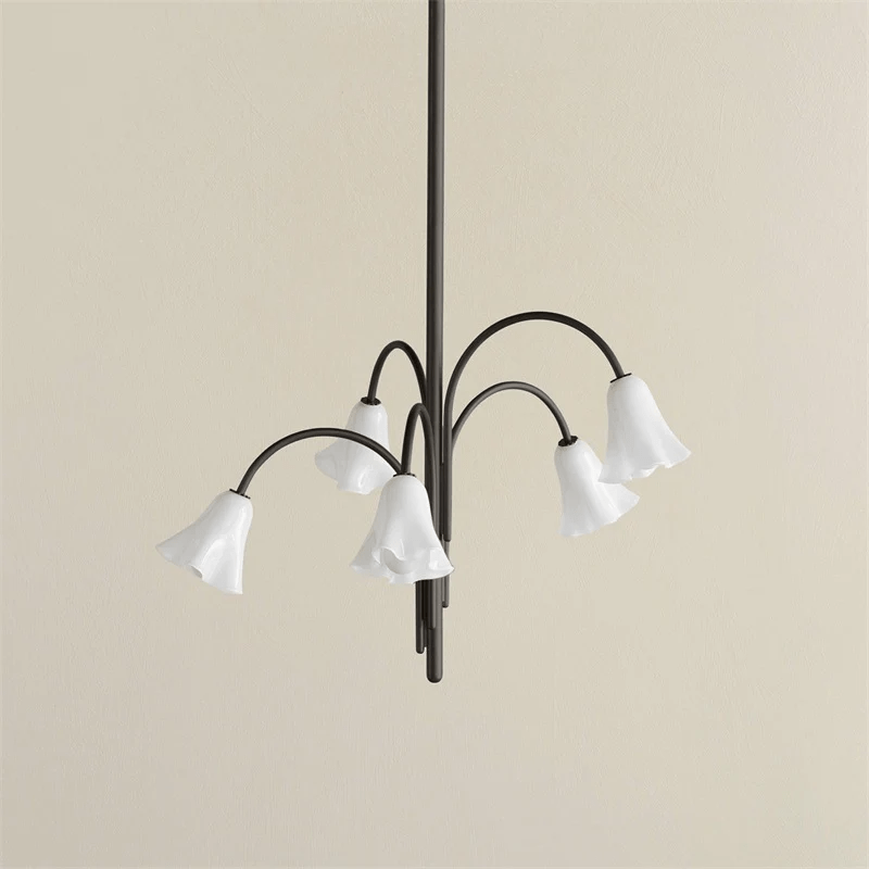 Lioreriel Kronleuchter Blossom Petal aus Glas mit geschwungenen Armen