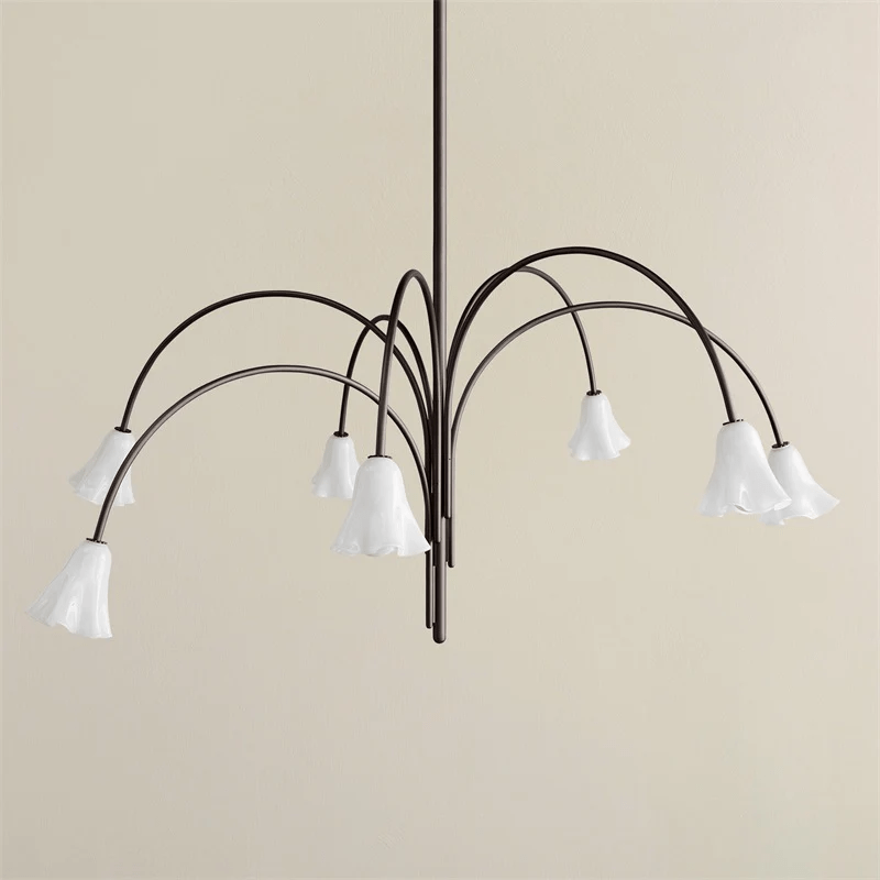 Lioreriel Kronleuchter Blossom Petal aus Glas mit geschwungenen Armen
