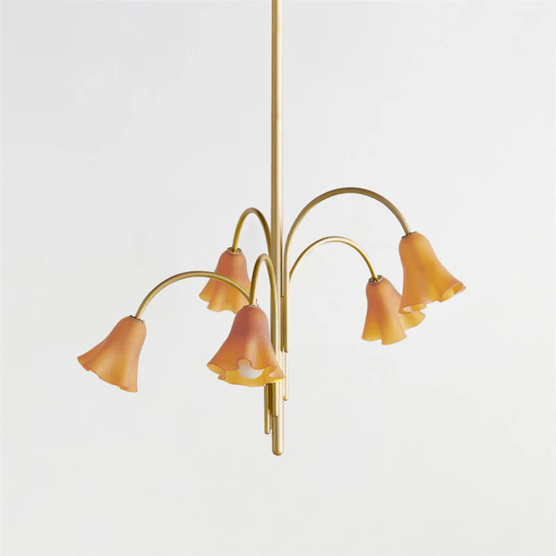 Lioreriel Kronleuchter Blossom Petal aus Glas mit geschwungenen Armen