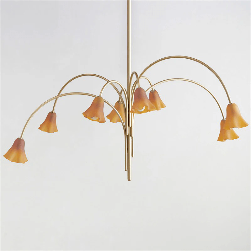 Lioreriel Kronleuchter Blossom Petal aus Glas mit geschwungenen Armen