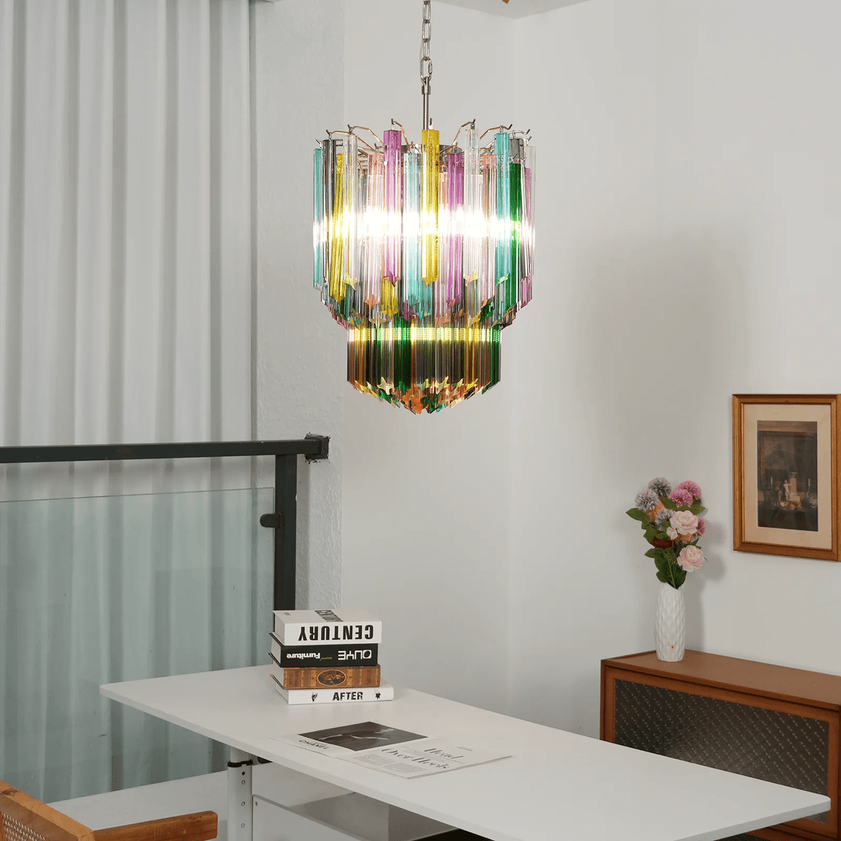 Celorelle Kronleuchter aus Murano-Glas in Mehrfarbigem Prismen-Design