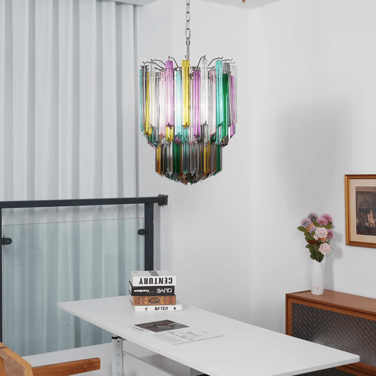 Celorelle Kronleuchter aus Murano-Glas in Mehrfarbigem Prismen-Design