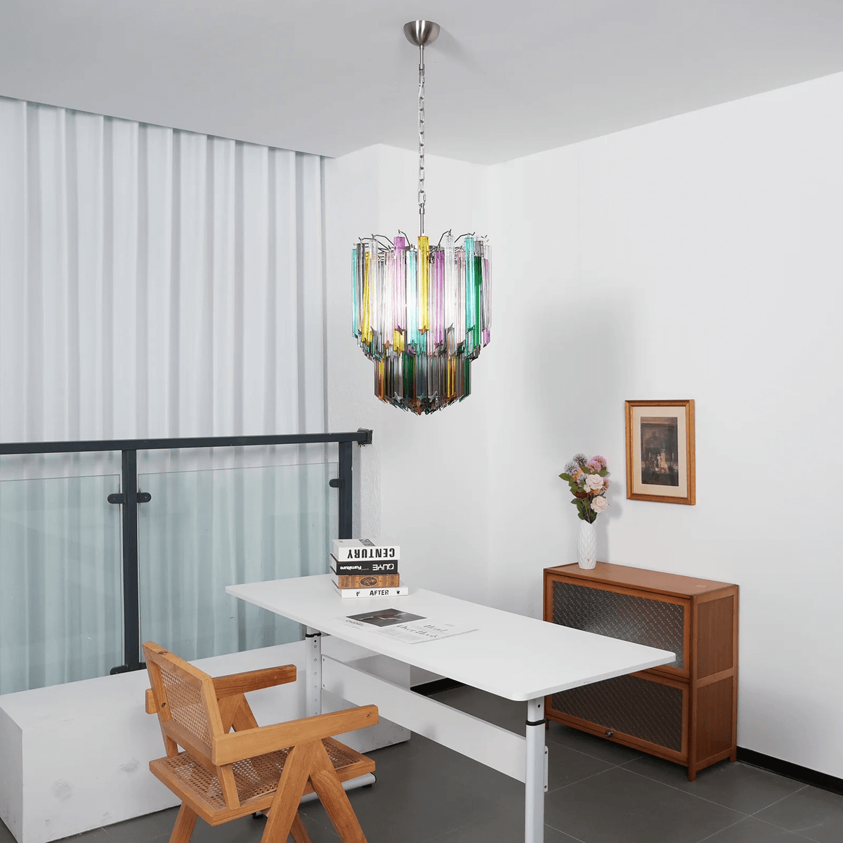 Celorelle Kronleuchter aus Murano-Glas in Mehrfarbigem Prismen-Design