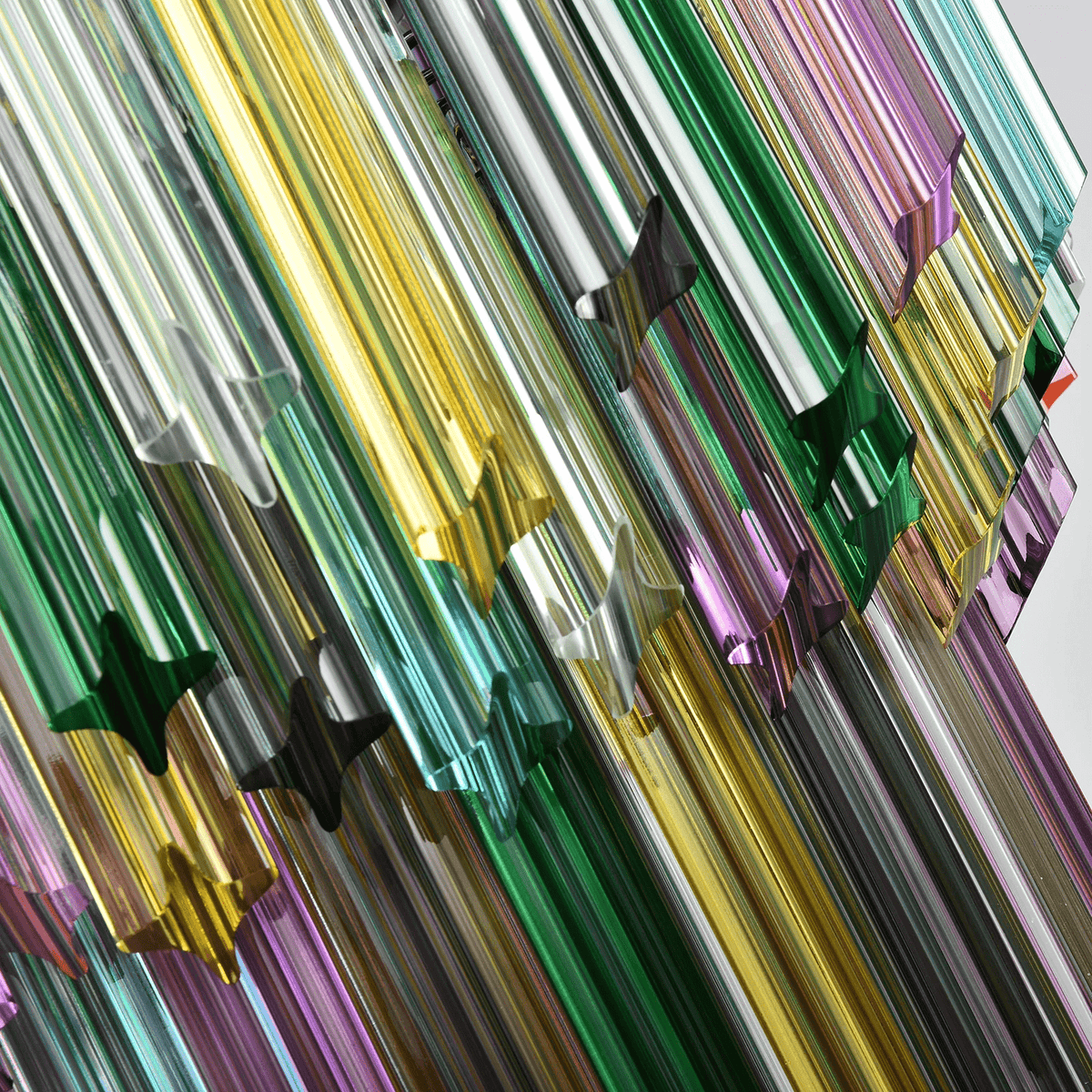 Celorelle Kronleuchter aus Murano-Glas in Mehrfarbigem Prismen-Design