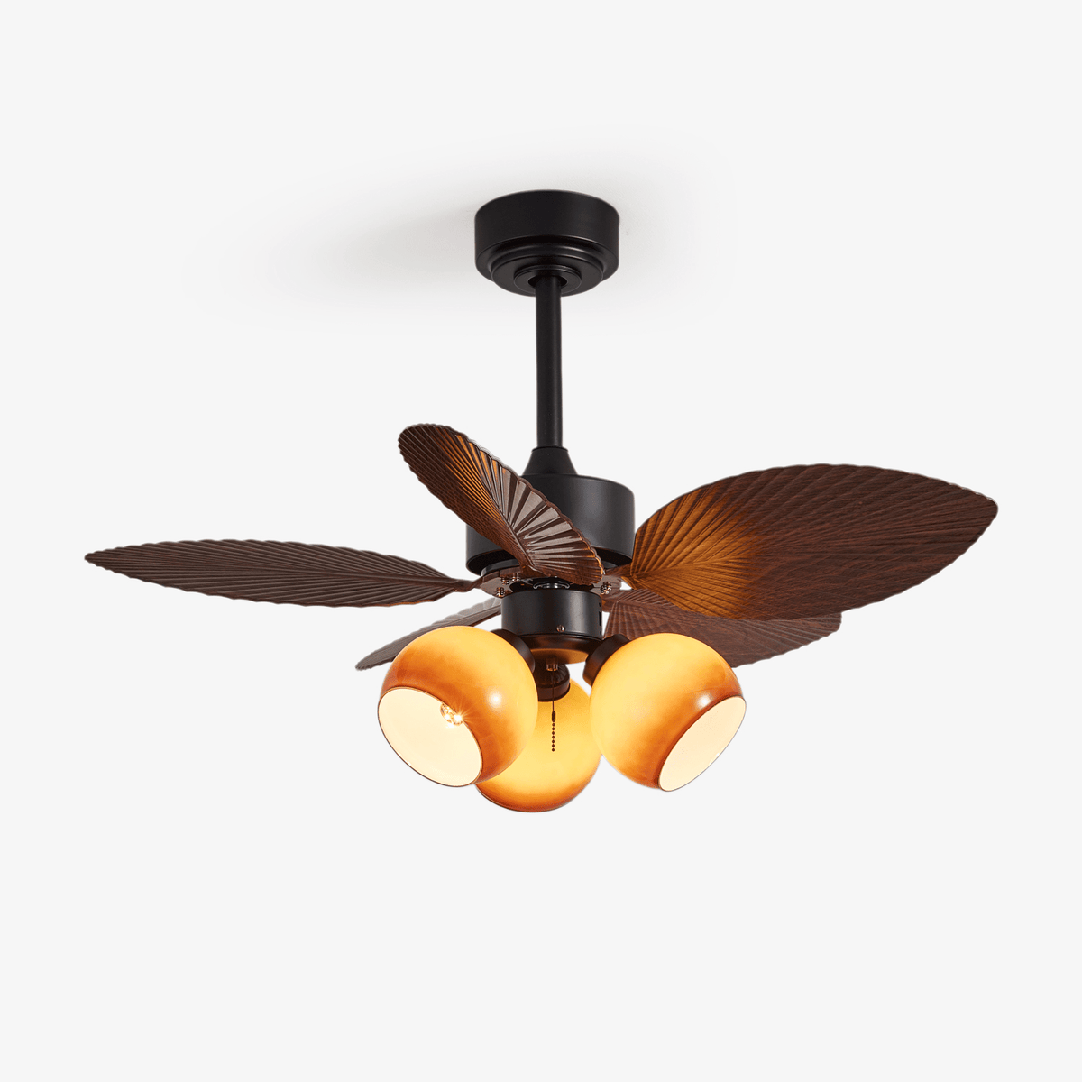 Rinaleria Vintage Holzaufsatz Deckenventilator mit Beleuchtung