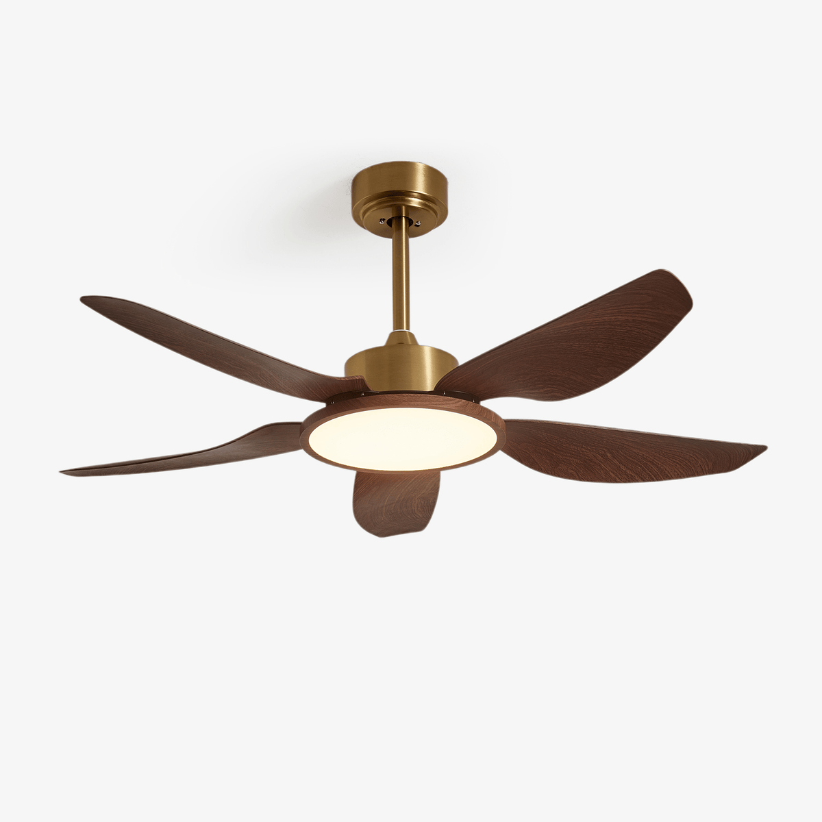 Sylenel Deckenventilator mit Beleuchtung aus Holz in Messingoptik