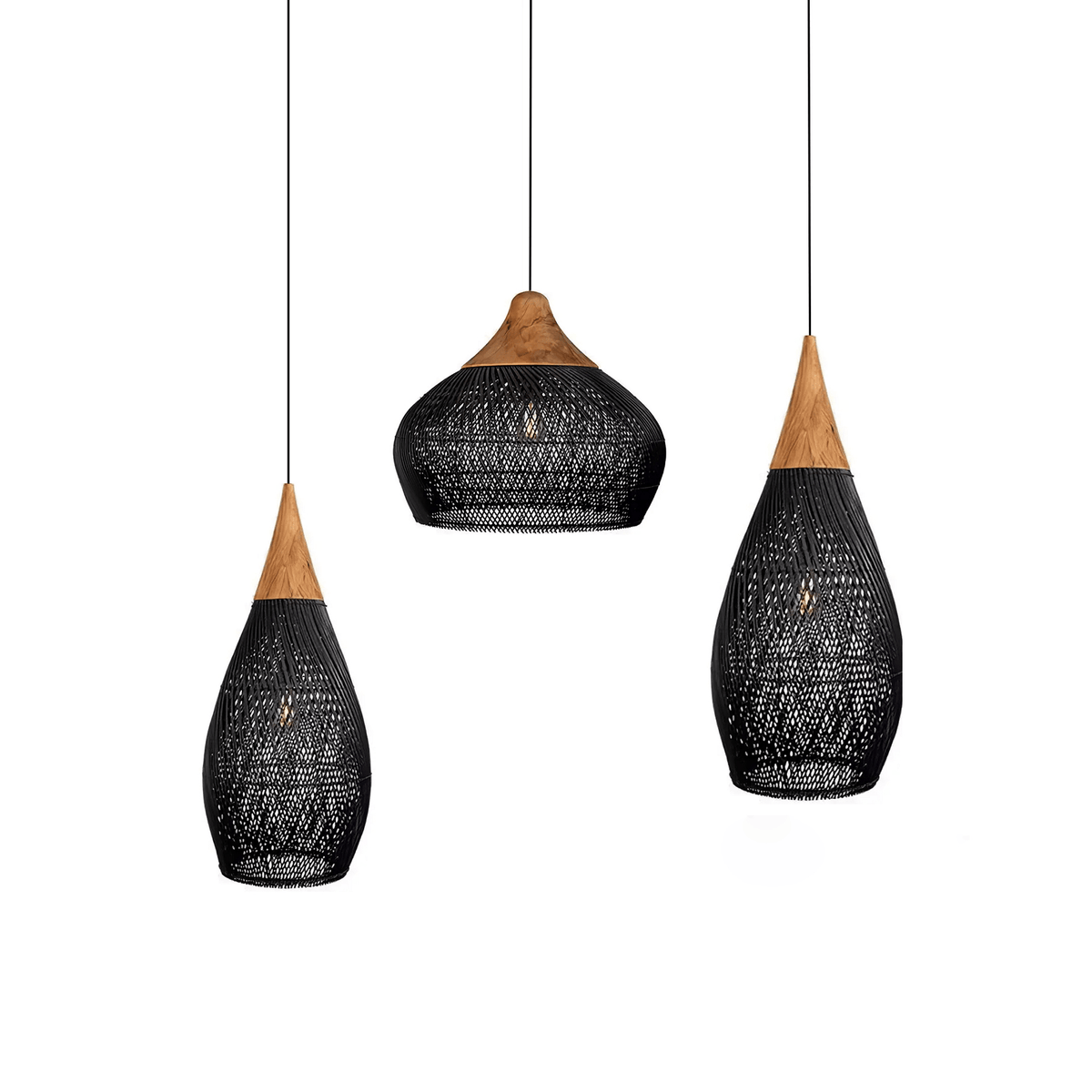 Solavn Rattan-Holz-Pendelleuchte