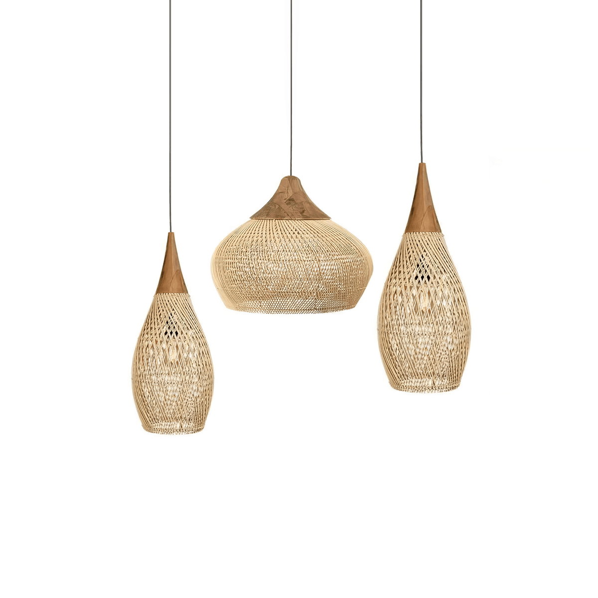 Solavn Rattan-Holz-Pendelleuchte