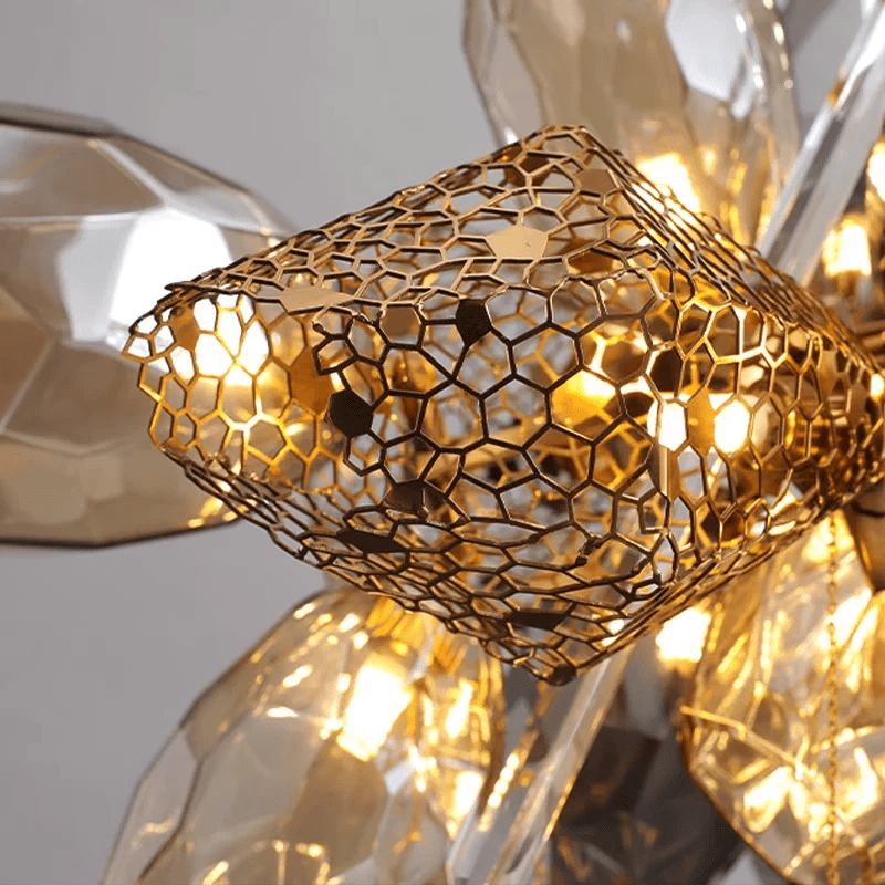 Celirian Kronleuchter aus Glas und Kristall in Rauchglas-Kluster-Design