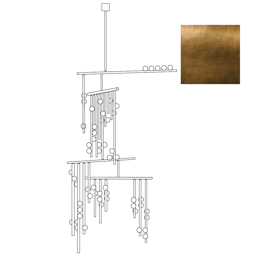Bara Geometrische Messing-Lineare Pendelleuchte Kronleuchter