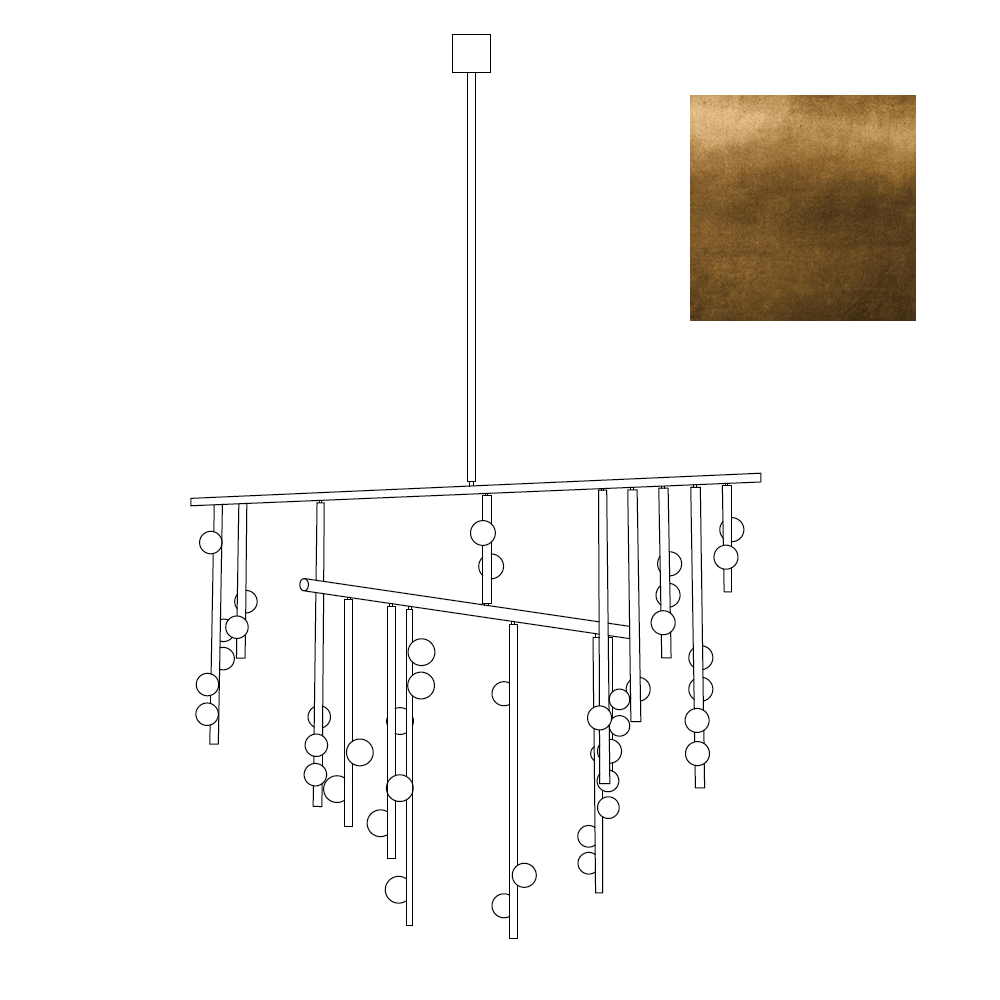 Bara Geometrische Messing-Lineare Pendelleuchte Kronleuchter