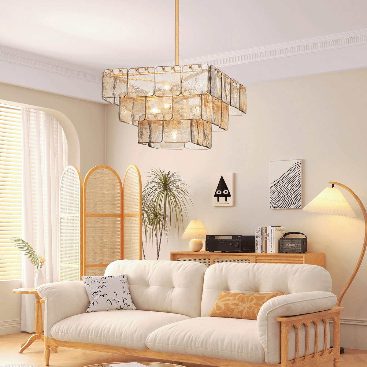 Celaniel Kronleuchter Champagne Piastre-Glas modern