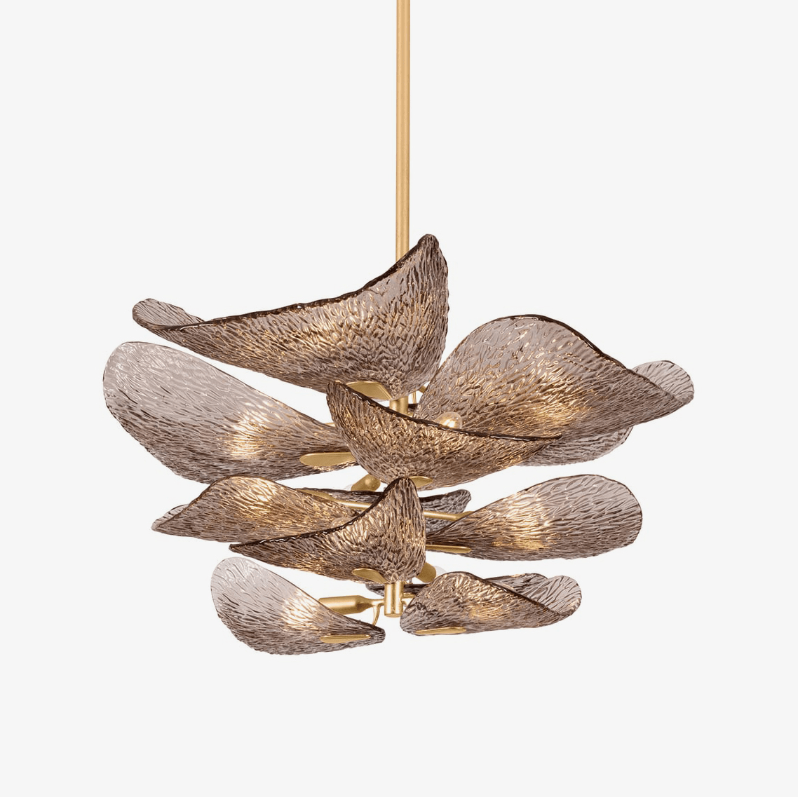 Celaline Kronleuchter Cardiff Piastra-Glasblätter in Bronze
