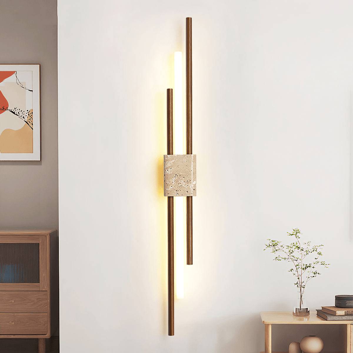 Eden Terra Travertine Wandleuchte aus Walnuss