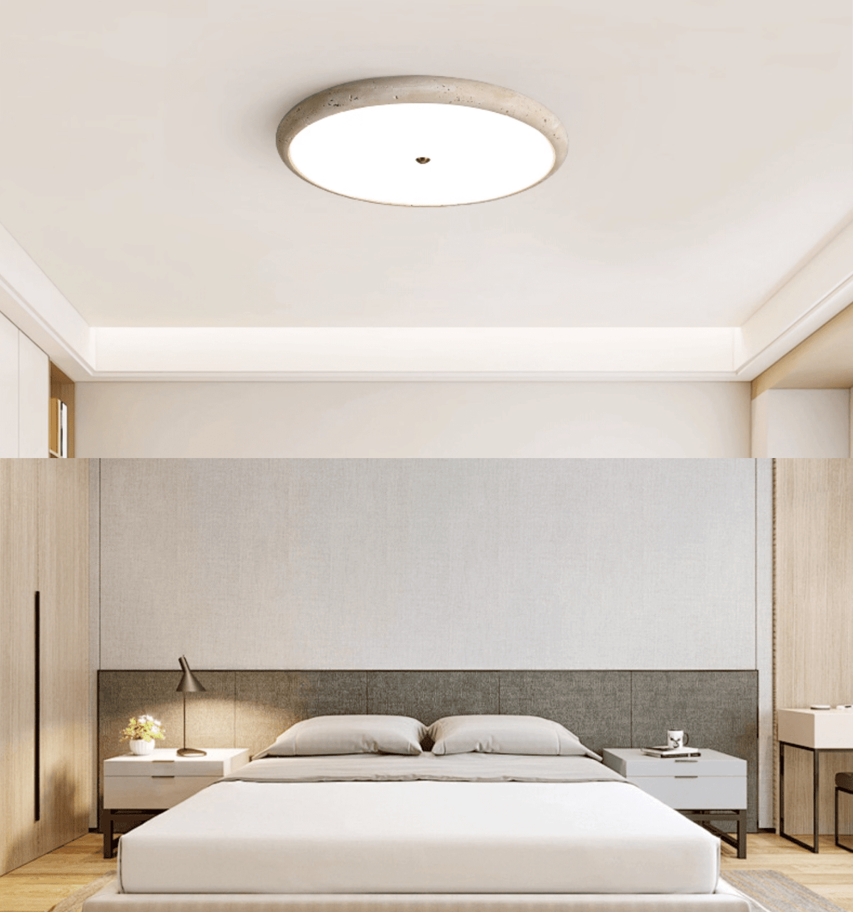 Taveria Travertine Halo flache Deckenleuchte