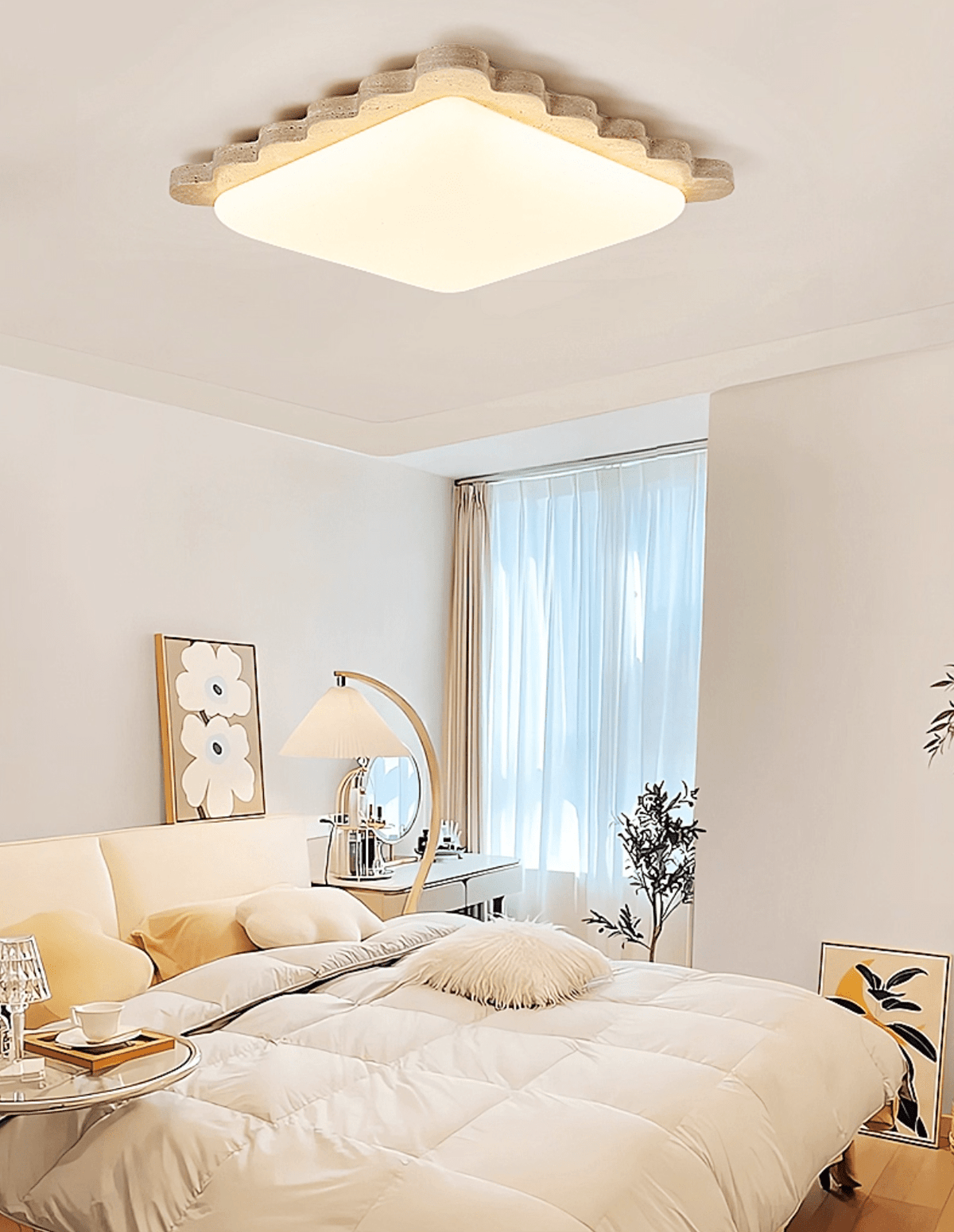 Crestwood Travertine Deckenleuchte mit geschwungener Kante