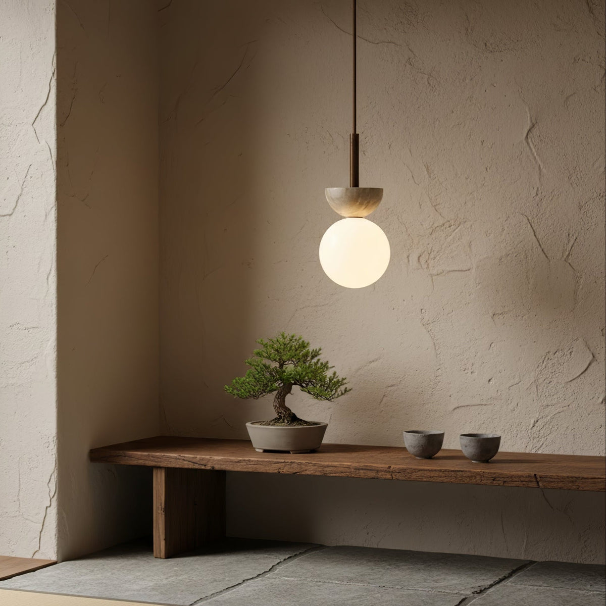 Calixen Travertine Half Duo Pendelleuchte