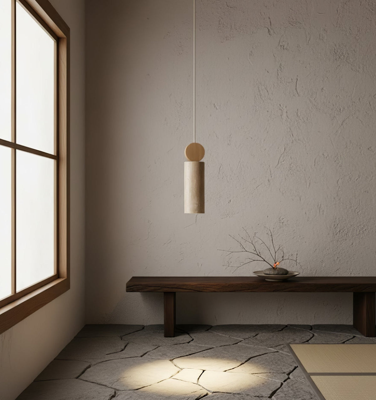Ashton Travertine Zylinder-Pendelleuchte