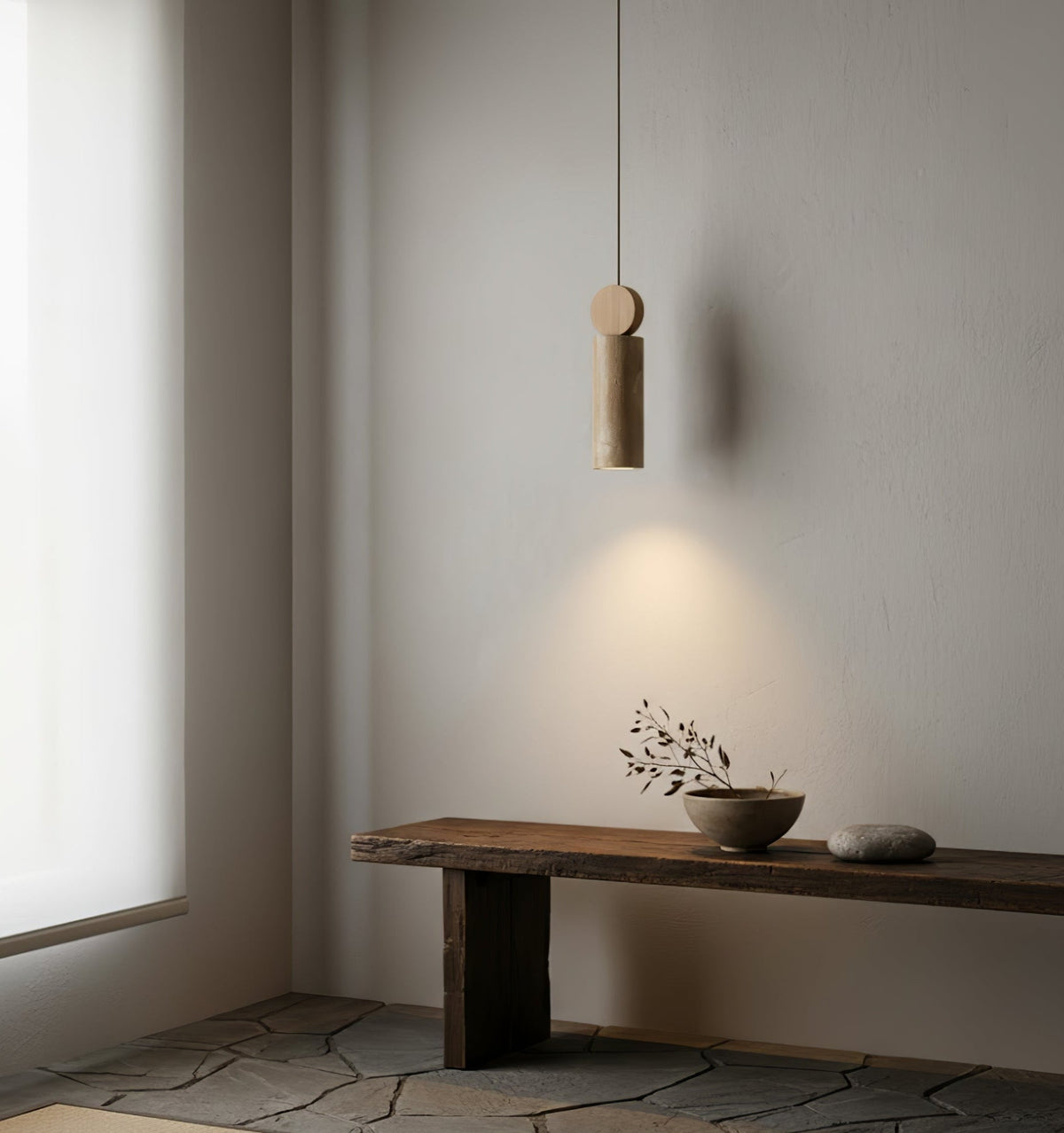 Ashton Travertine Zylinder-Pendelleuchte