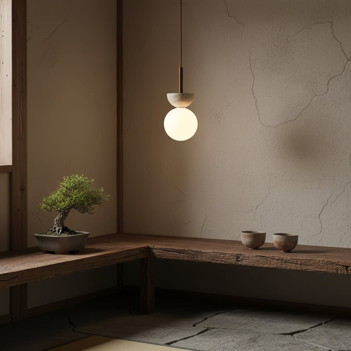 Calixen Travertine Half Duo Pendelleuchte