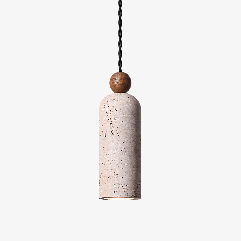 Cylinder Pendelleuchte aus Holzperlen