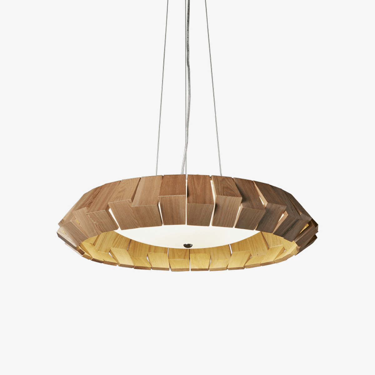 Viresto Kronleuchter aus Holz in Patchwork-Ring-Optik
