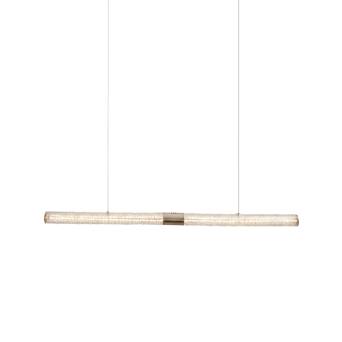 Luxelielle Linear Pendelleuchte aus Kristall in Röhrenform mit zwei gekreuzten Schirmen | Cielum