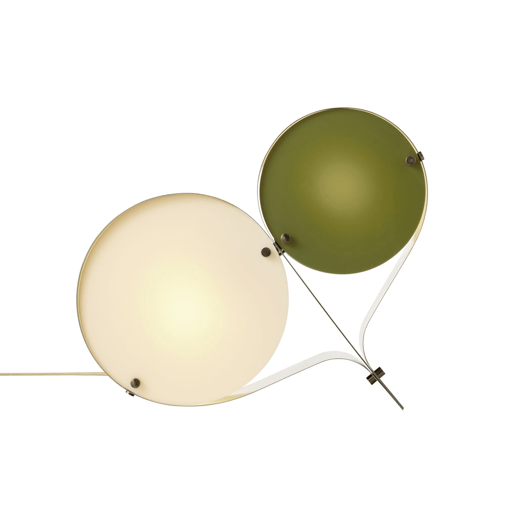 Duet Tischlampe mit schwebendem Scheibenlampenschirm