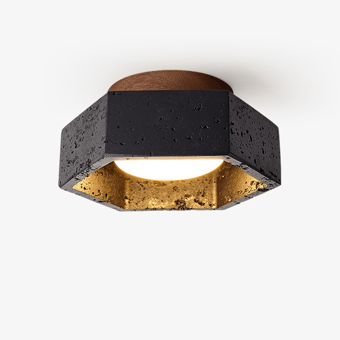 Hexara Hexagon Schwarze Travertin-Deckenleuchte