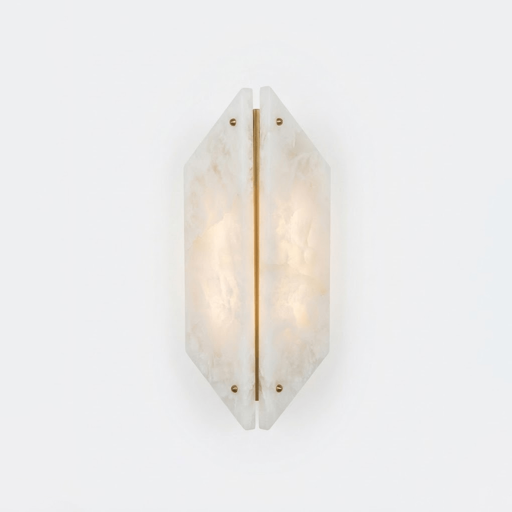 Zynx moderne Wandleuchte aus weißem Alabaster mit Kieselsteinform