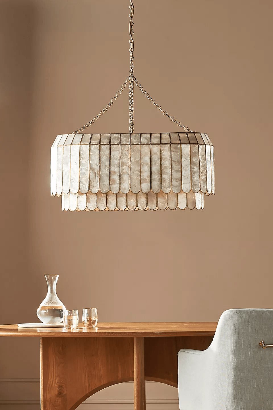 Holz Gold Muschel-Metall Aurelia Kronleuchter
