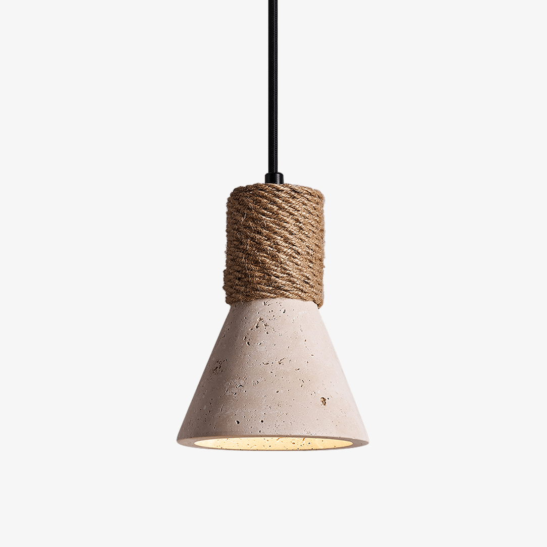Taverette Vintage Gelber Travertin-Hanfseil-Pendelleuchte