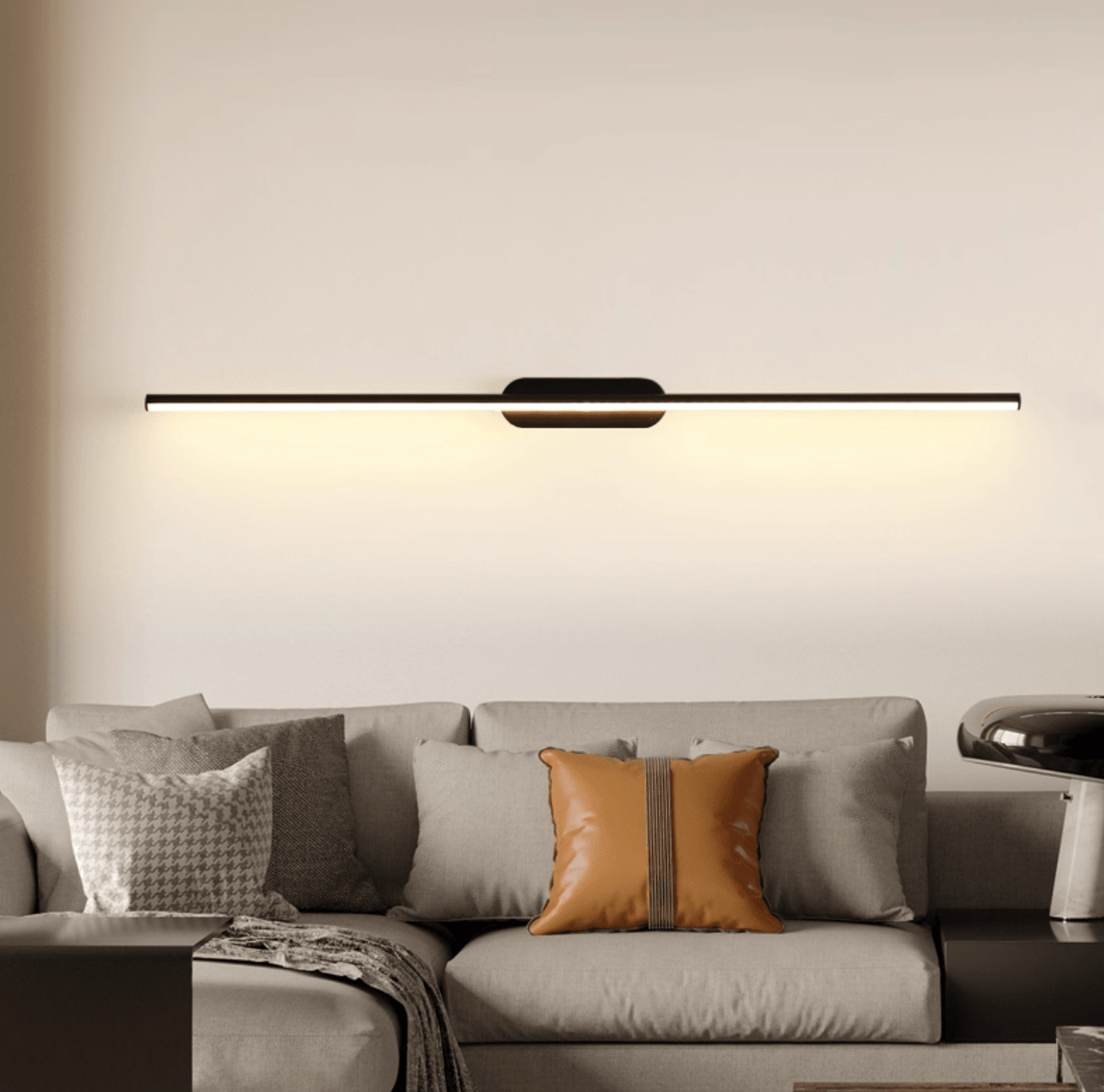 Qirma Schwarz schlanke lineare minimalistische Wandleuchte