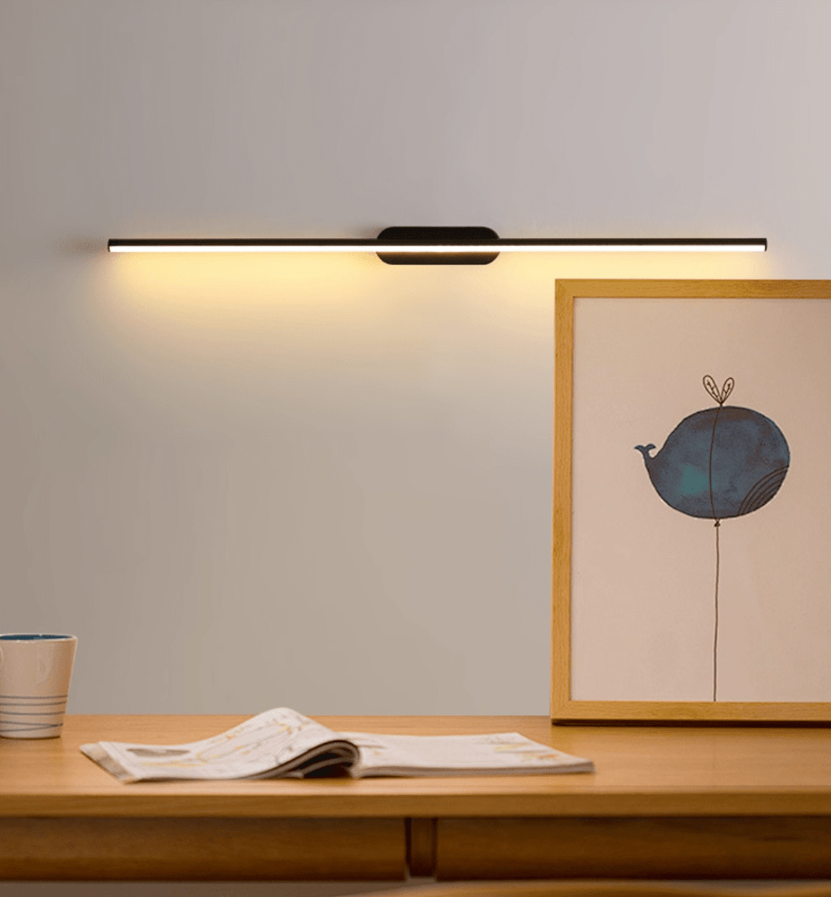 Qirma Schwarz schlanke lineare minimalistische Wandleuchte