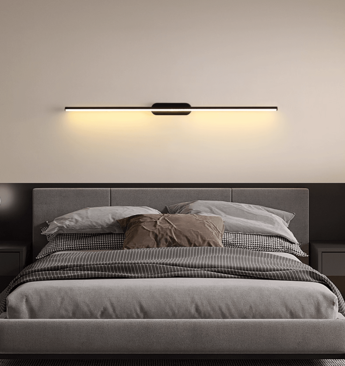 Qirma Schwarz schlanke lineare minimalistische Wandleuchte