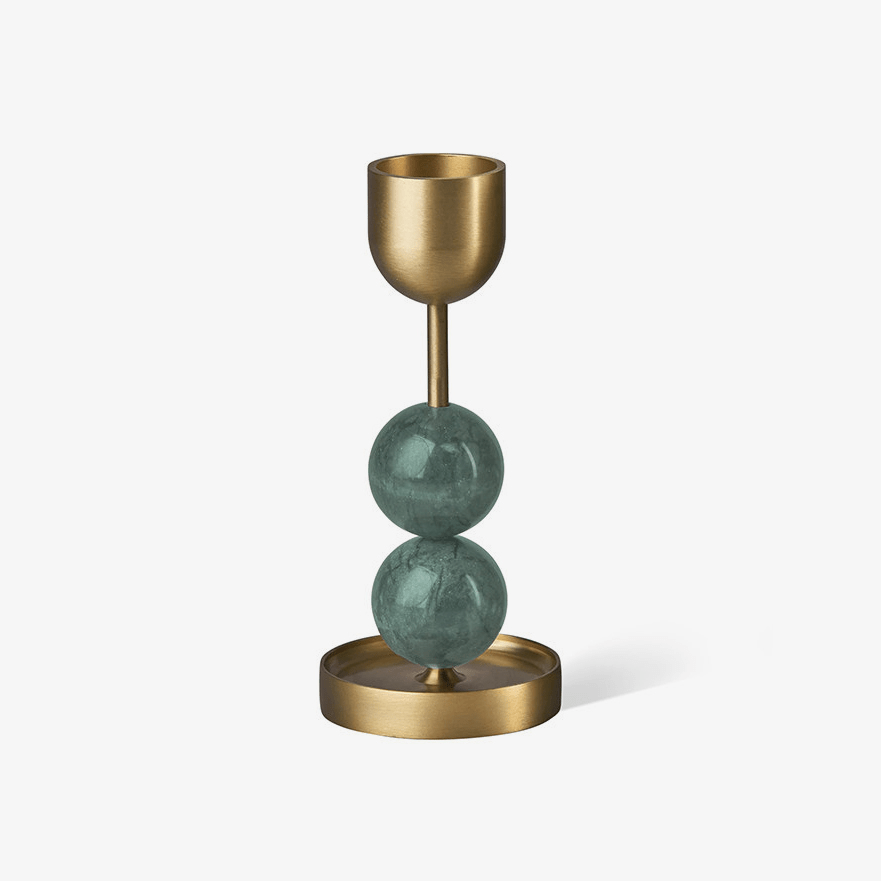 Fuldo Verdant Sphere Candle Holder gebürstetes Messing Akzent Mid-Century-Stil