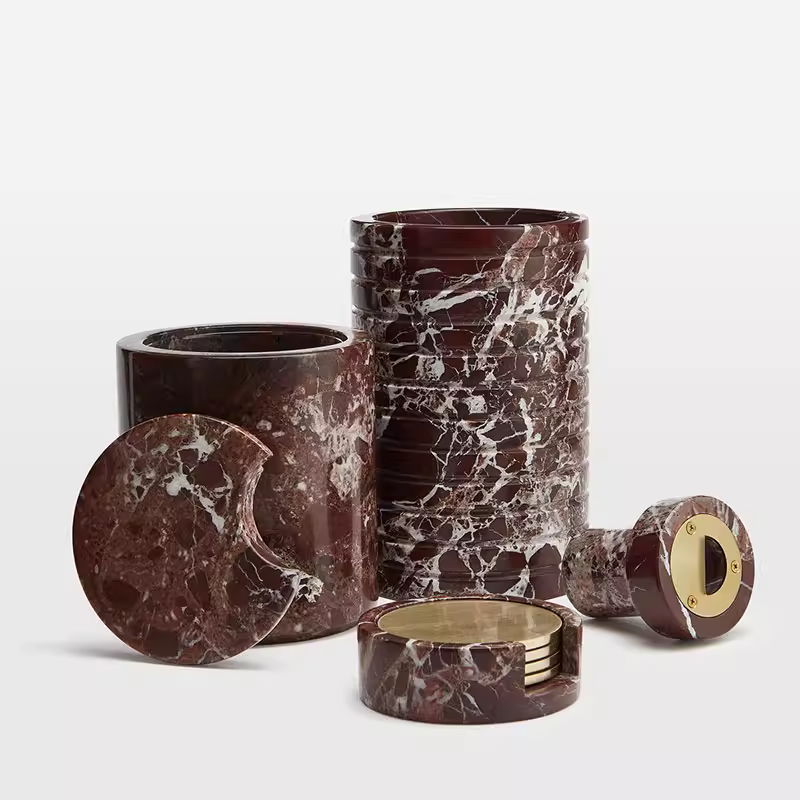 Hemzi Rosso Levanto Marmor Vessel-Skulptur aus natürlichem Stein High-End Dekor