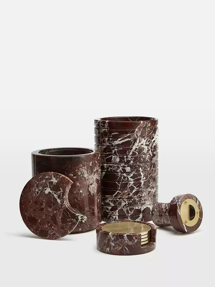 Hemzi Rosso Levanto Marmor Vessel-Skulptur aus natürlichem Stein High-End Dekor
