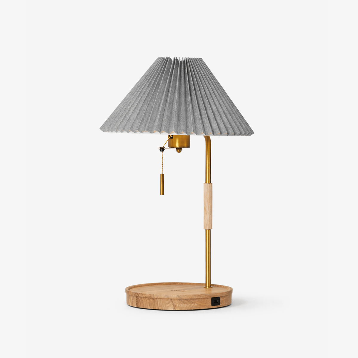 Sylivette Brim Retro Faltenbesatz Holz Tischleuchte
