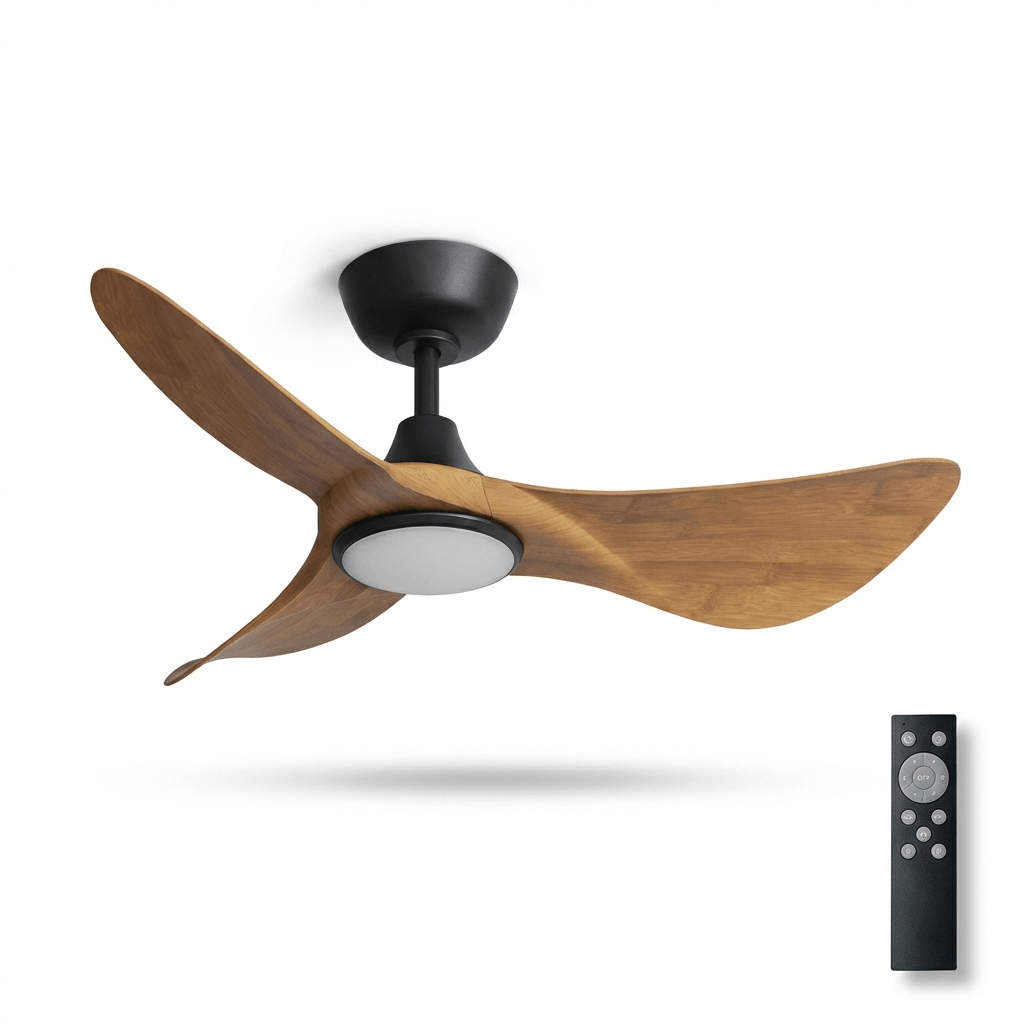 Riniaya Deckenventilator mit Beleuchtung aus Holz
