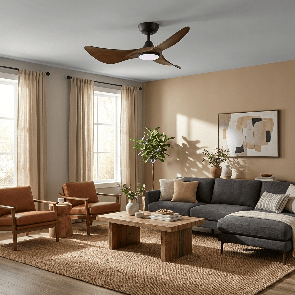 Riniaya Deckenventilator mit Beleuchtung aus Holz