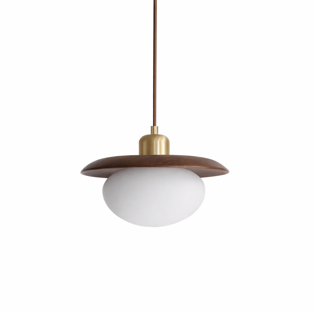 Solmere Alabaster Pendelleuchte mit Holzscheibe