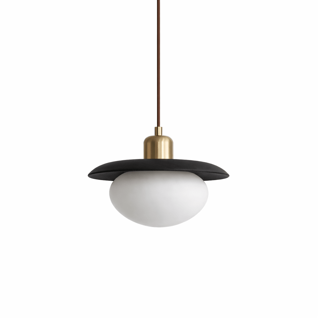 Solmere Alabaster Pendelleuchte mit Holzscheibe