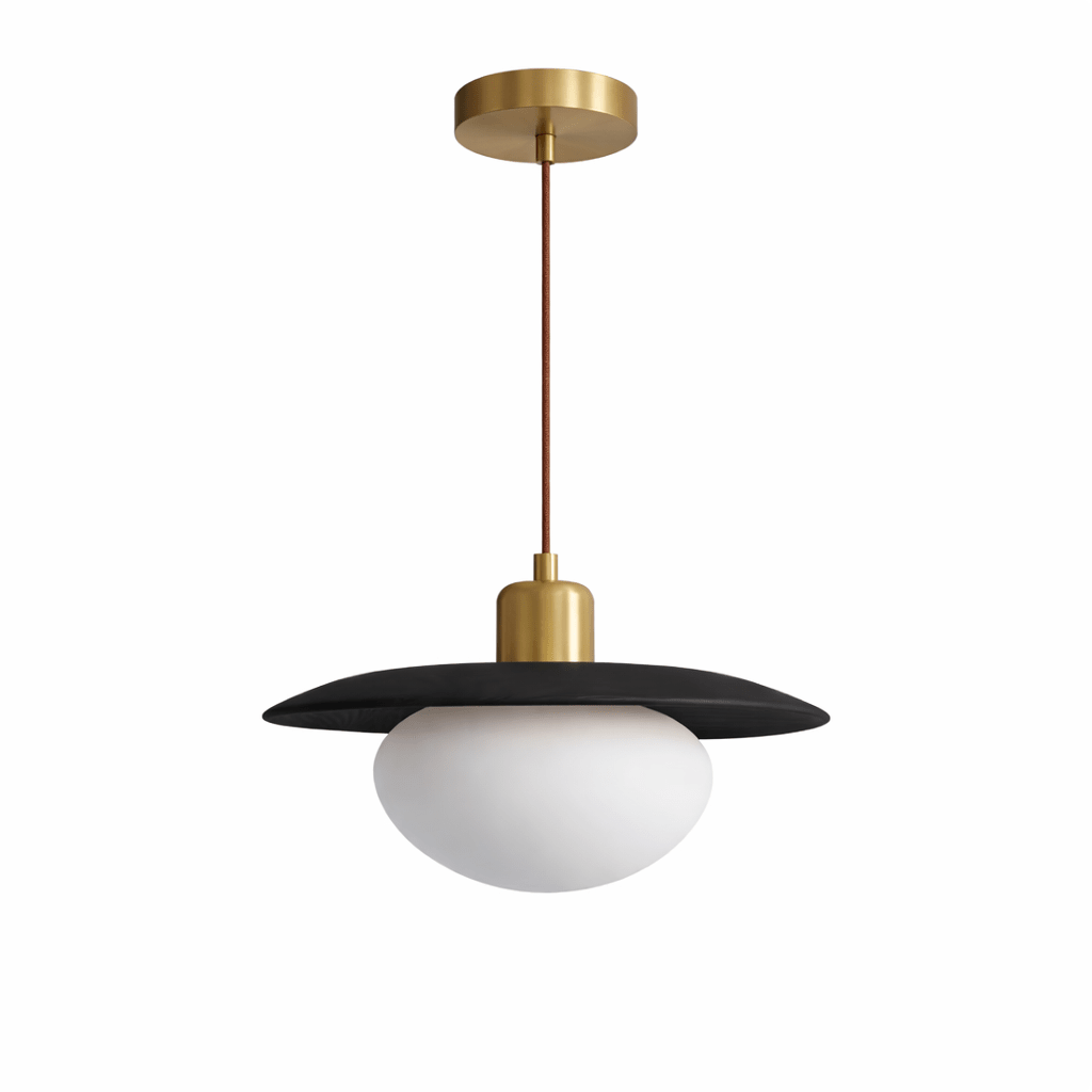 Solmere Alabaster Pendelleuchte mit Holzscheibe
